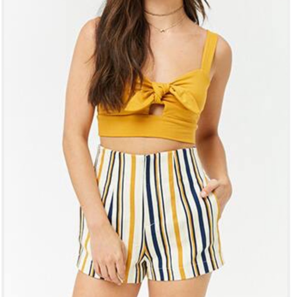 Striped high waisted shorts